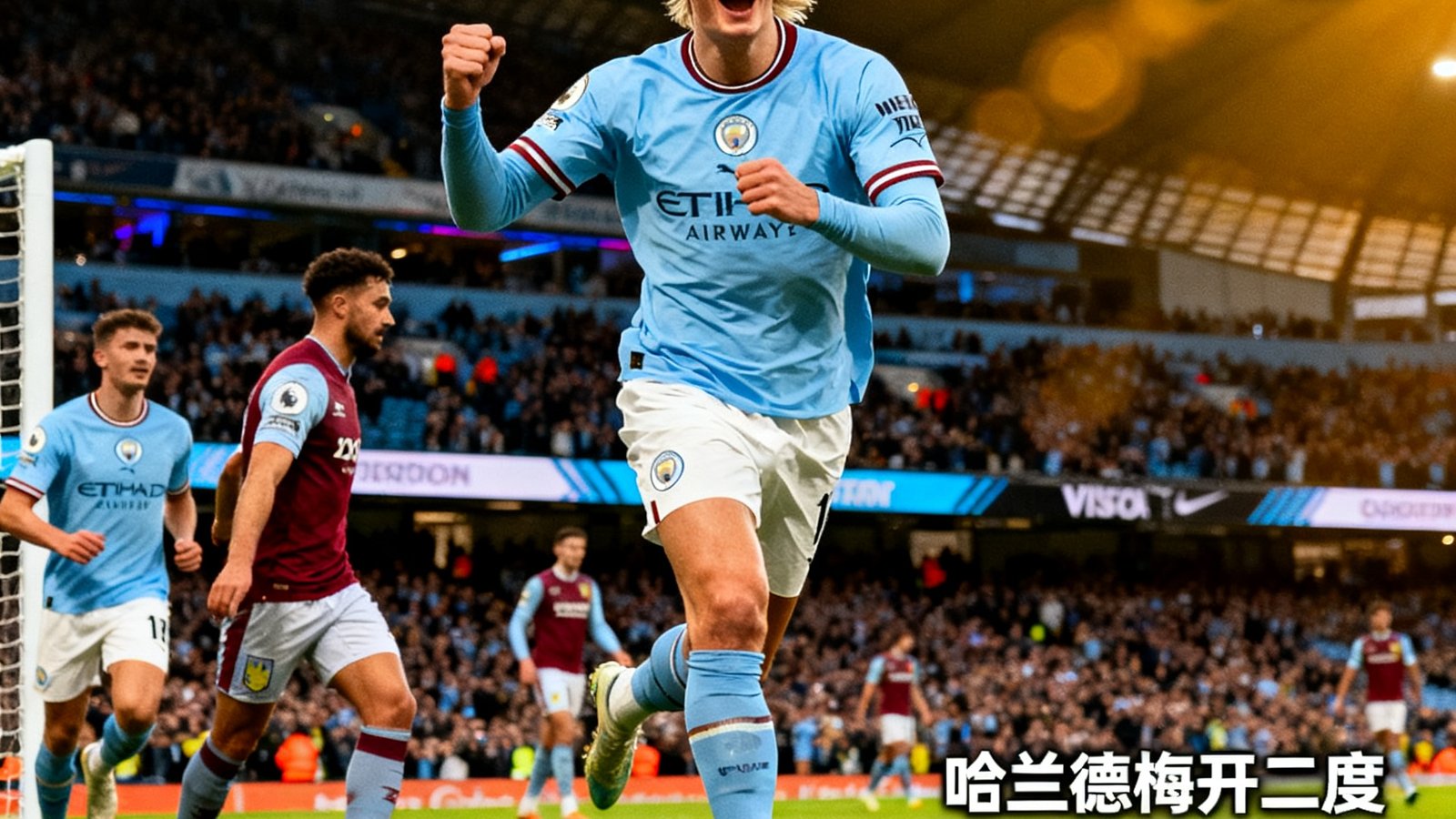 英超第32轮曼城3-1维拉，哈兰德梅开二度